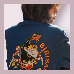 Bibisama Royal Blue Embroidered Fish Bone Sweatshirt